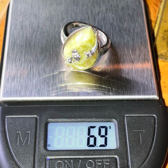 Natural Connemara Marble Sterling Silver Claddagh Ring Size 6 - Picture 9 of 9